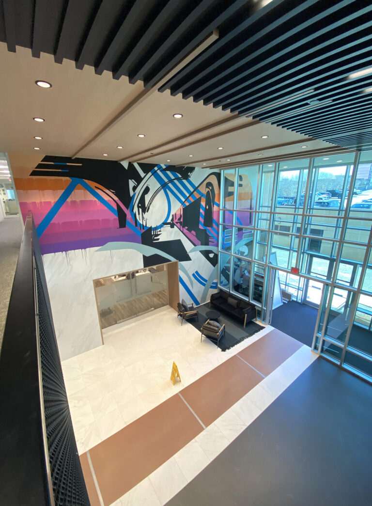 A collaborative mural with Jen Hill, the Carson Station mural reflects the energy of the neighborhood and nearby light rail, highlighting local movement and connection.